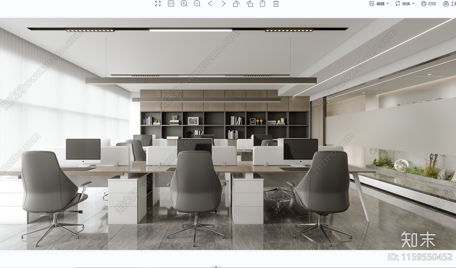 整体公司办公室效果cad施工图下载【ID:1159550452】