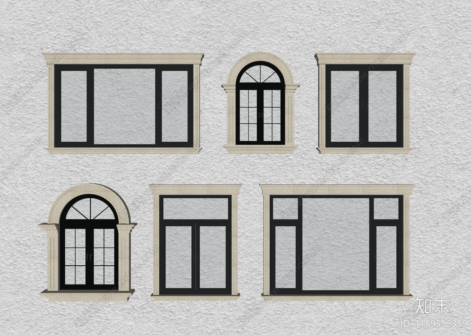 简欧窗户组合SU模型下载【ID:1159552359】