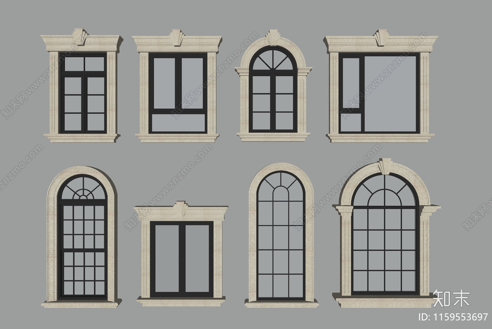 简欧窗户组合SU模型下载【ID:1159553697】
