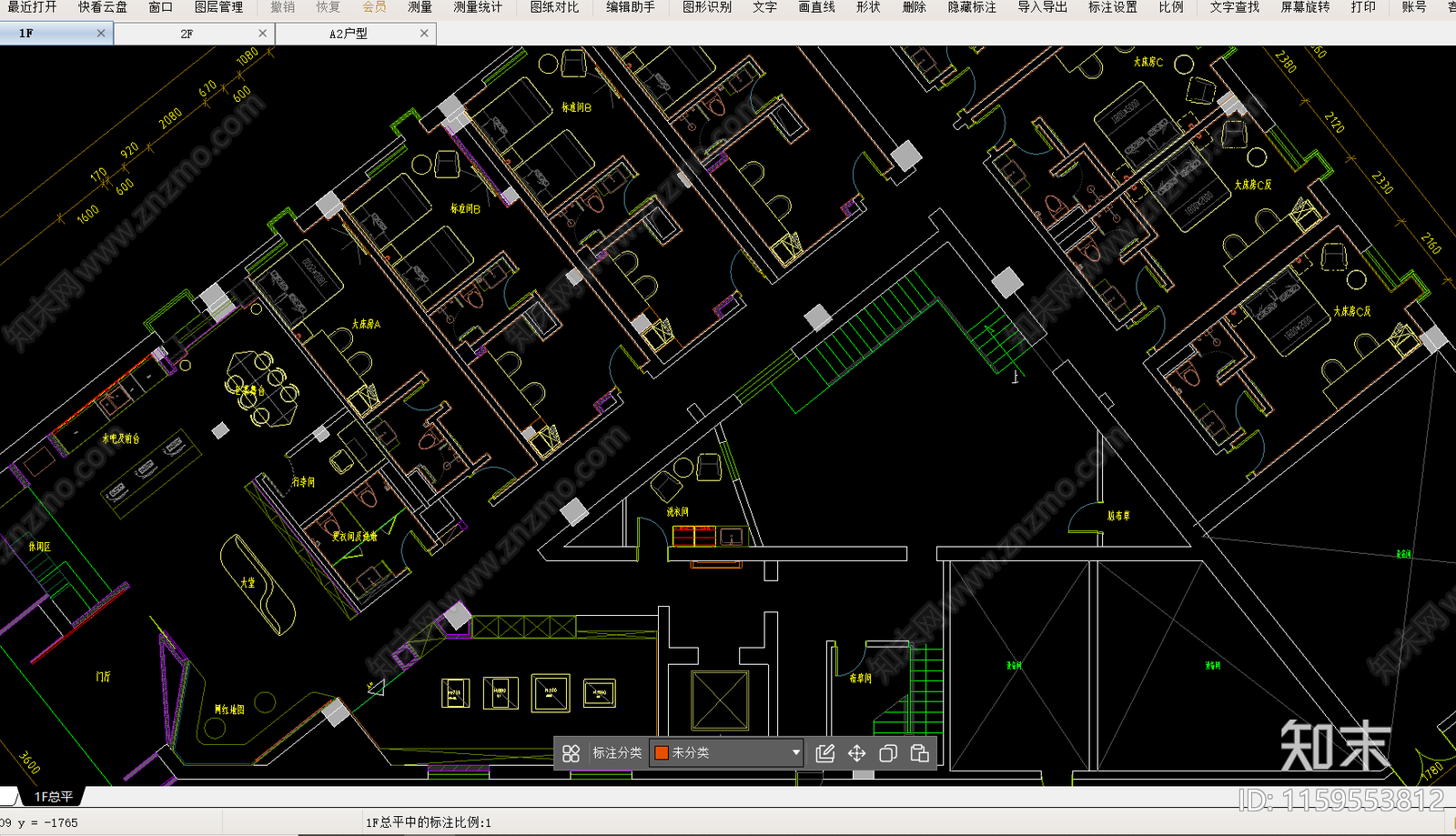 电竞酒店装cad施工图下载【ID:1159553812】