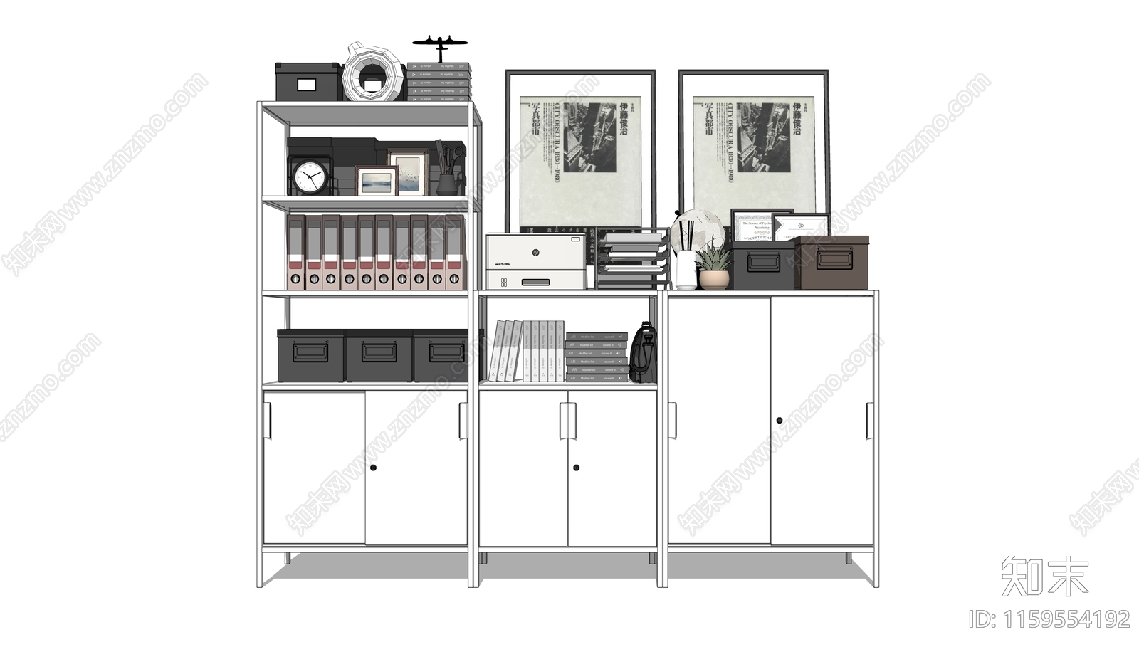 现代简约文件柜SU模型下载【ID:1159554192】