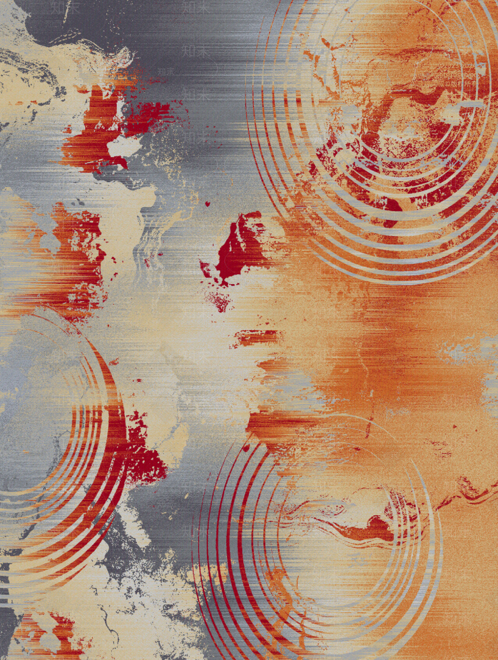 新中式红橙色水纹地毯贴图下载【ID:1159554557】
