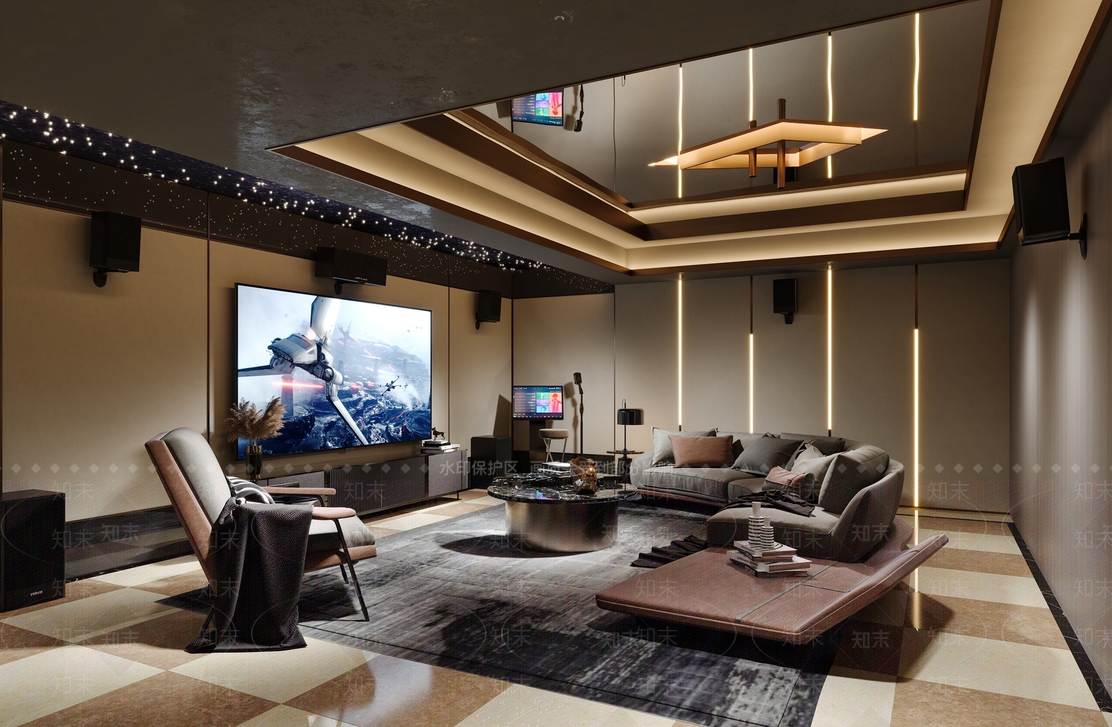 现代影视厅3D模型下载【ID:1159556085】