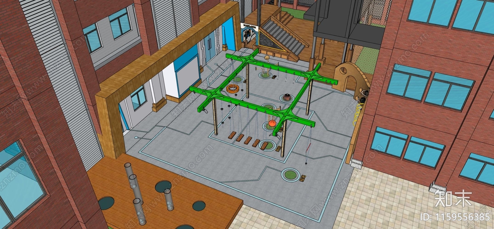 现代儿童游乐区SU模型下载【ID:1159556385】