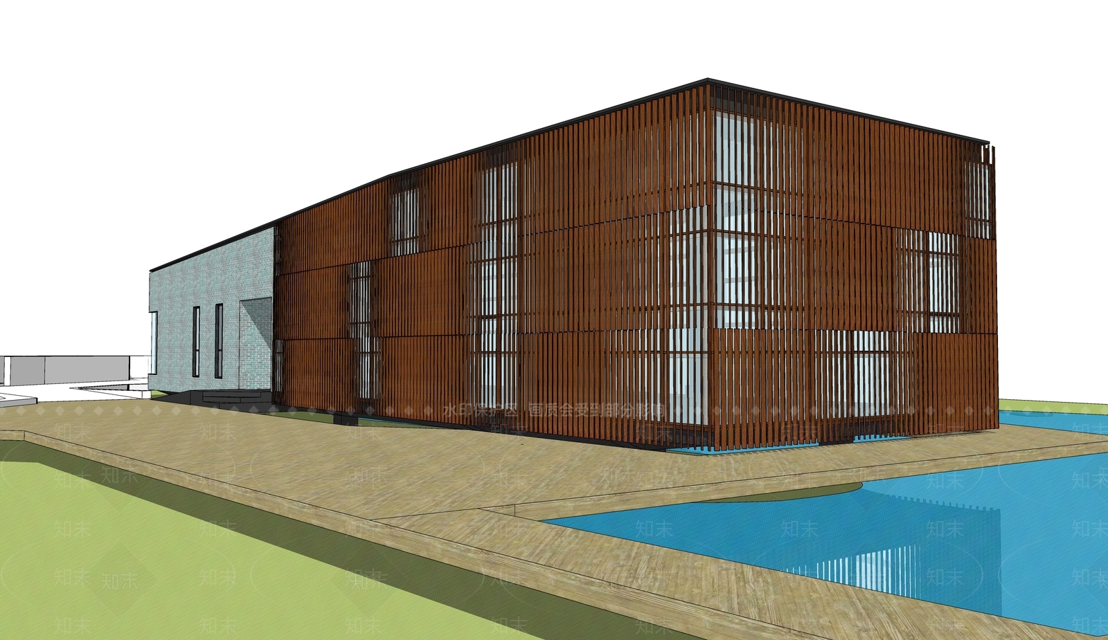 现代展览馆建筑SU模型下载【ID:1159556128】