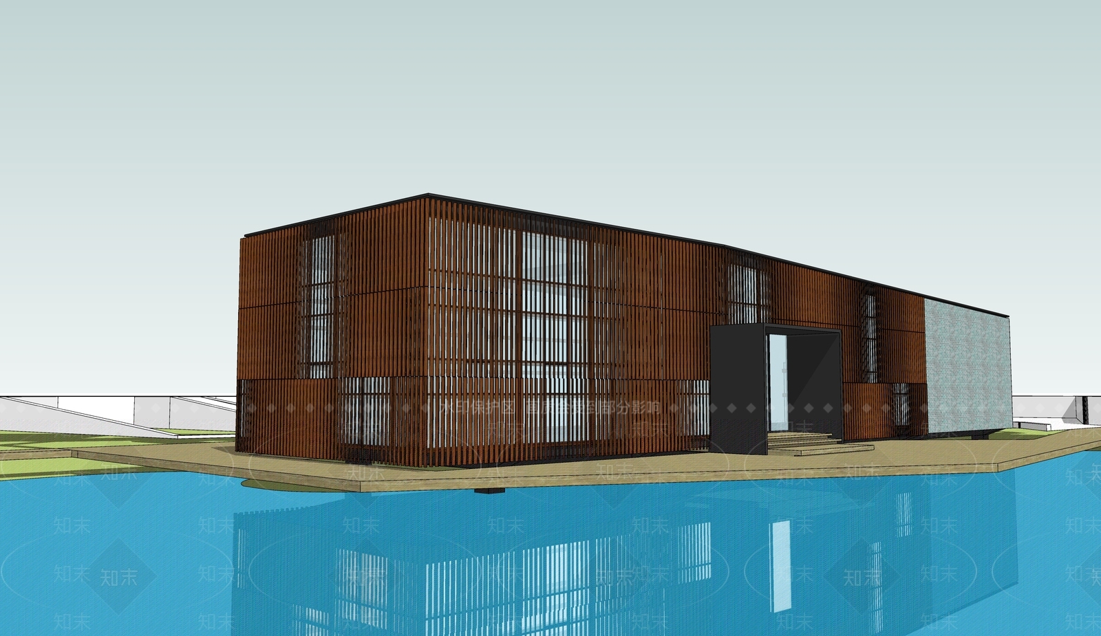现代展览馆建筑SU模型下载【ID:1159556128】