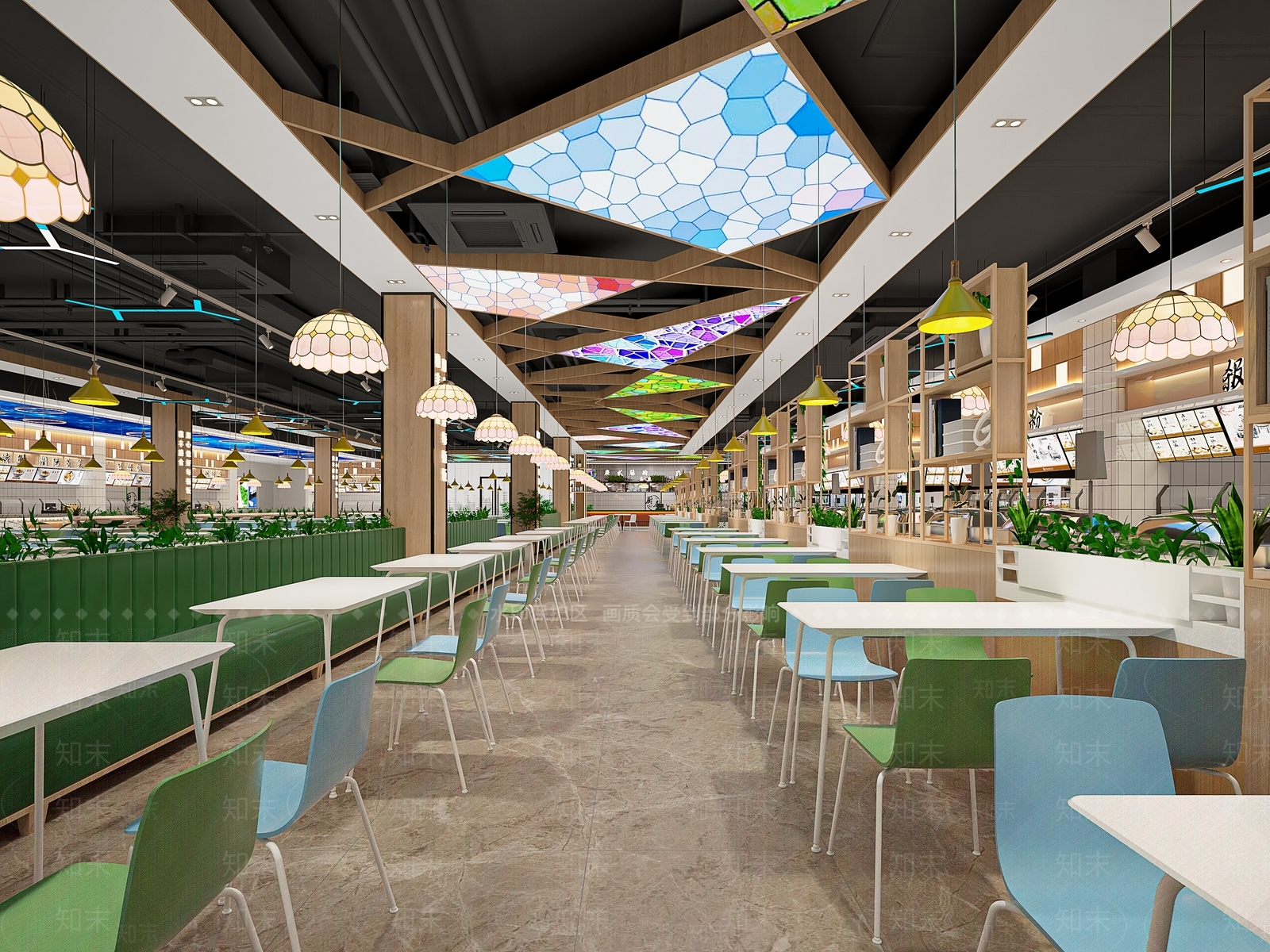 现代学校食堂3D模型下载【ID:1159557229】