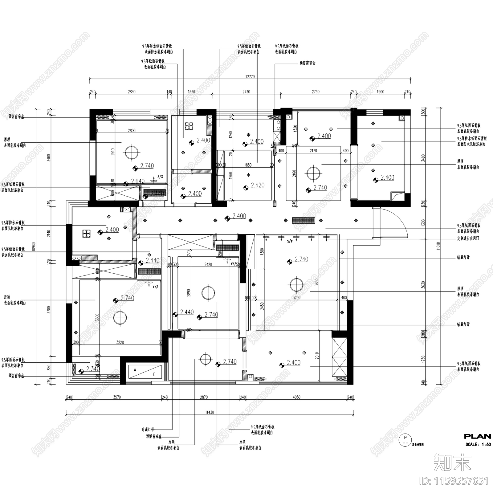 现代简约海德公园7cad施工图下载【ID:1159557651】