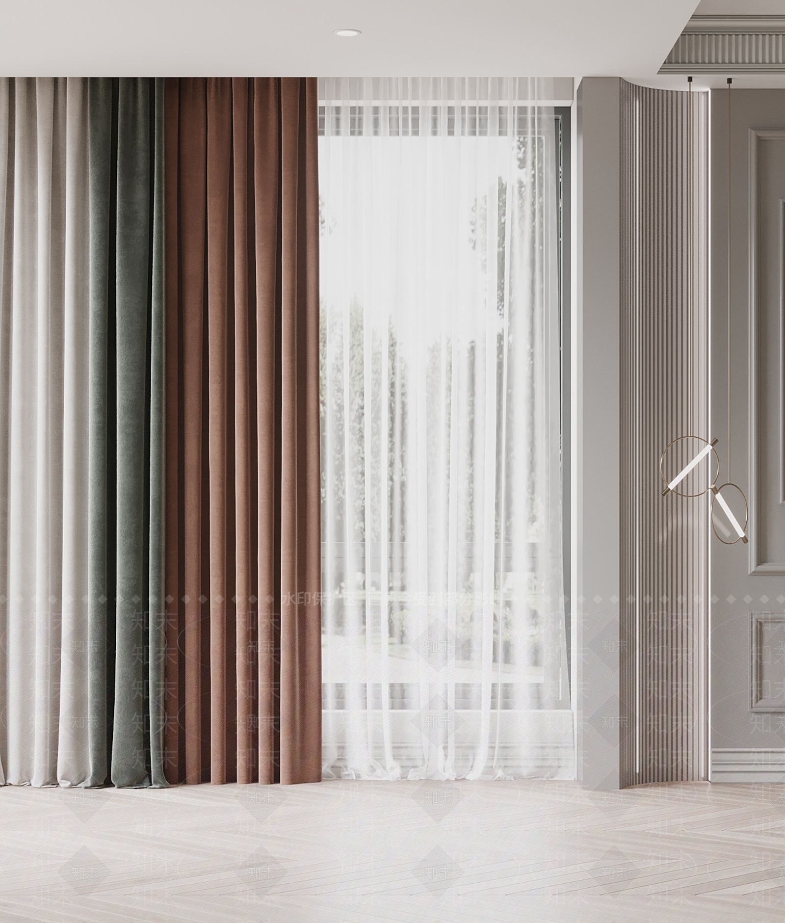 北欧窗帘3D模型下载【ID:1159561466】