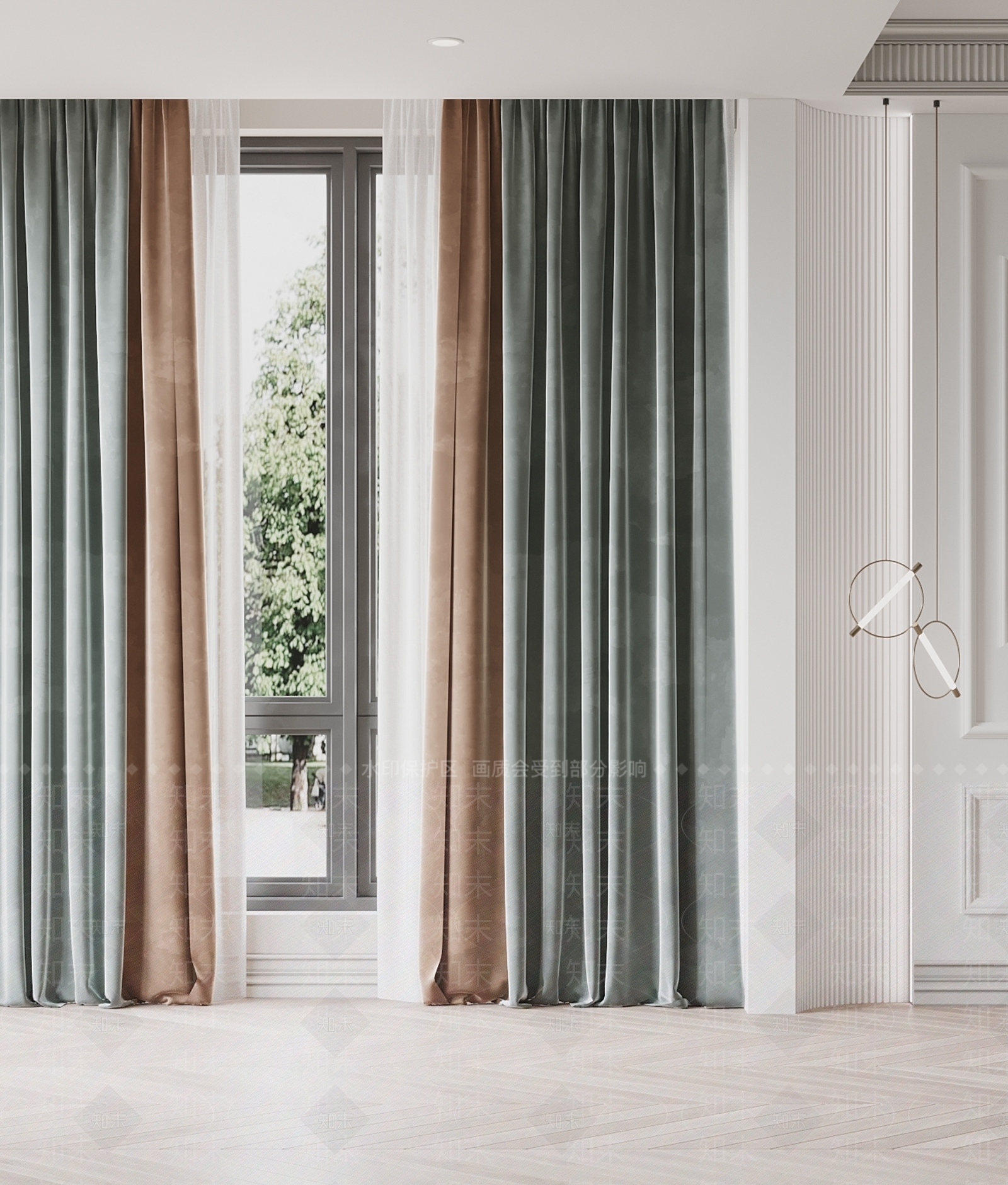 北欧窗帘3D模型下载【ID:1159561464】