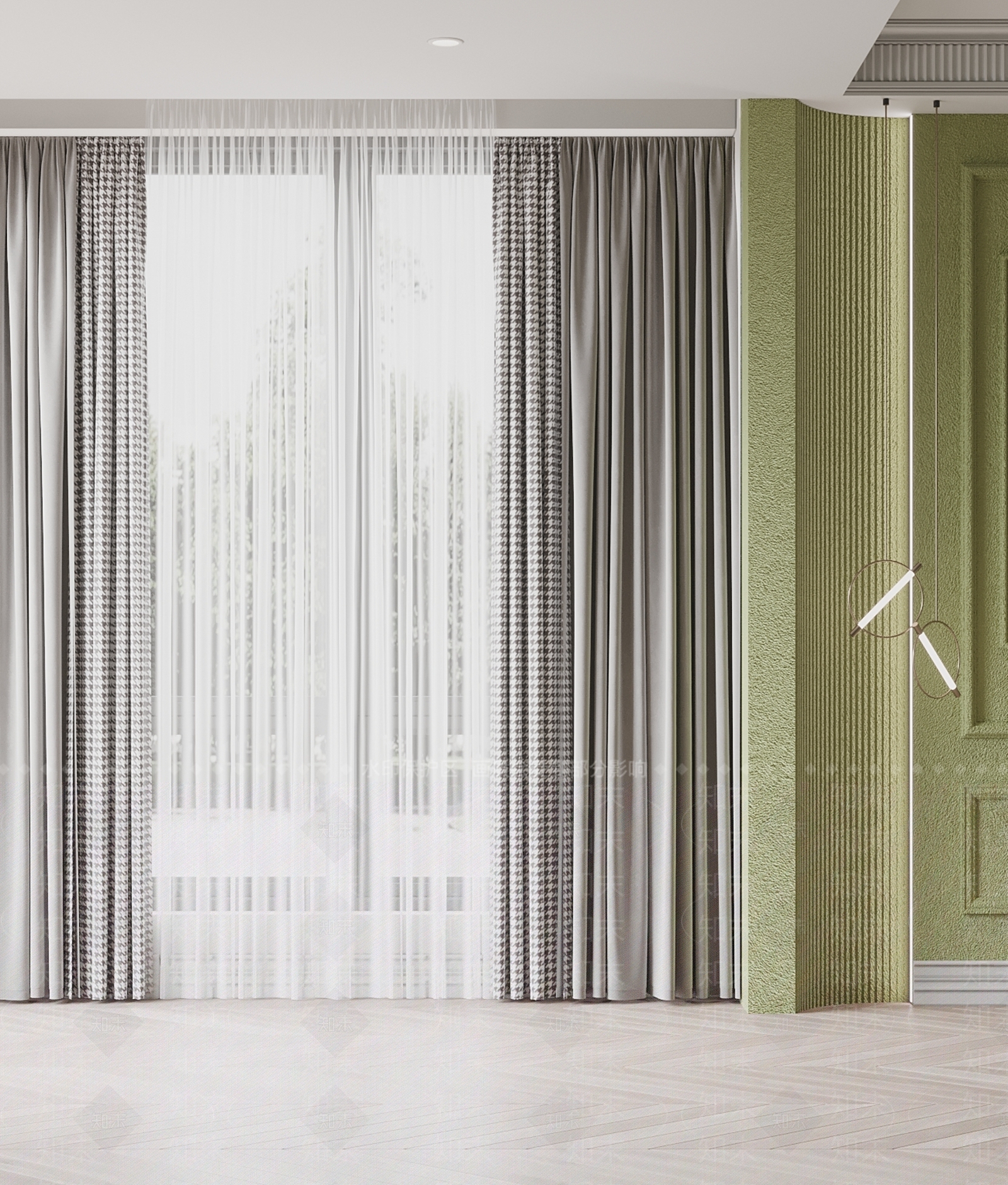 北欧窗帘3D模型下载【ID:1159561457】