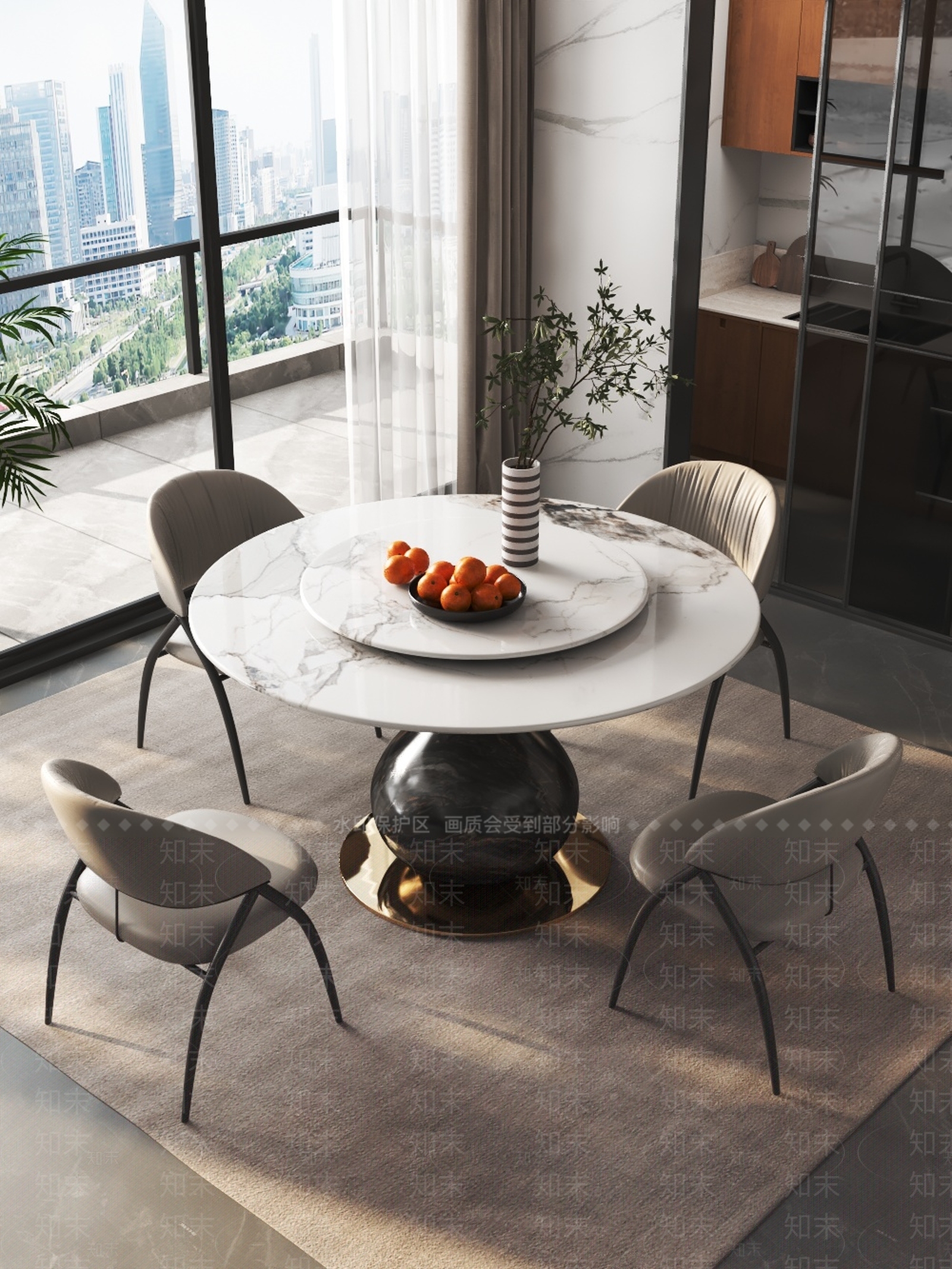 现代餐桌椅子组合3D模型下载【ID:1159565566】