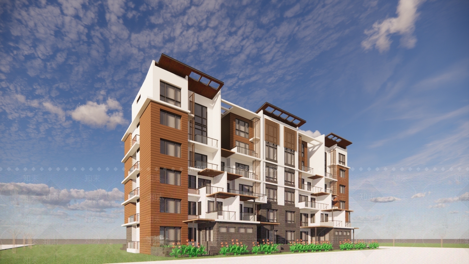 现代多层住宅SU模型下载【ID:1159565844】