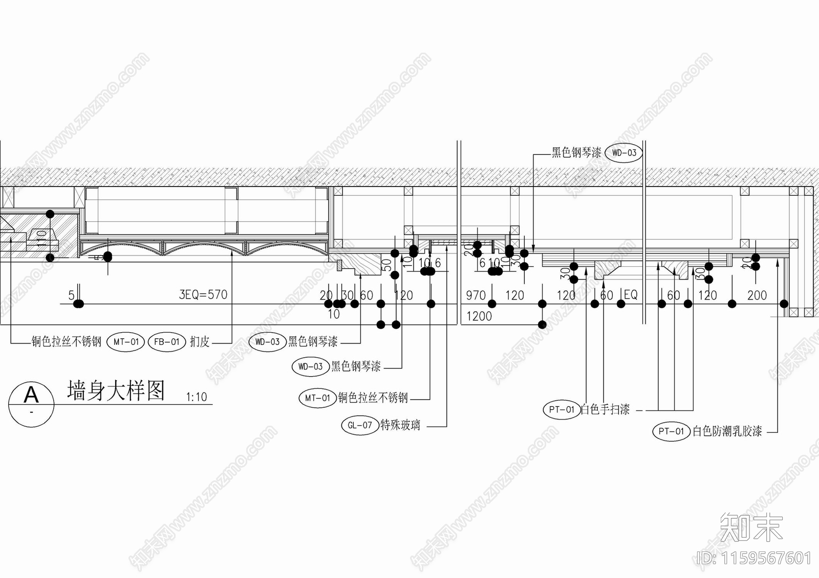 卧室皮革硬包嵌入式电视背景墙面施工详图施工图下载【ID:1159567601】