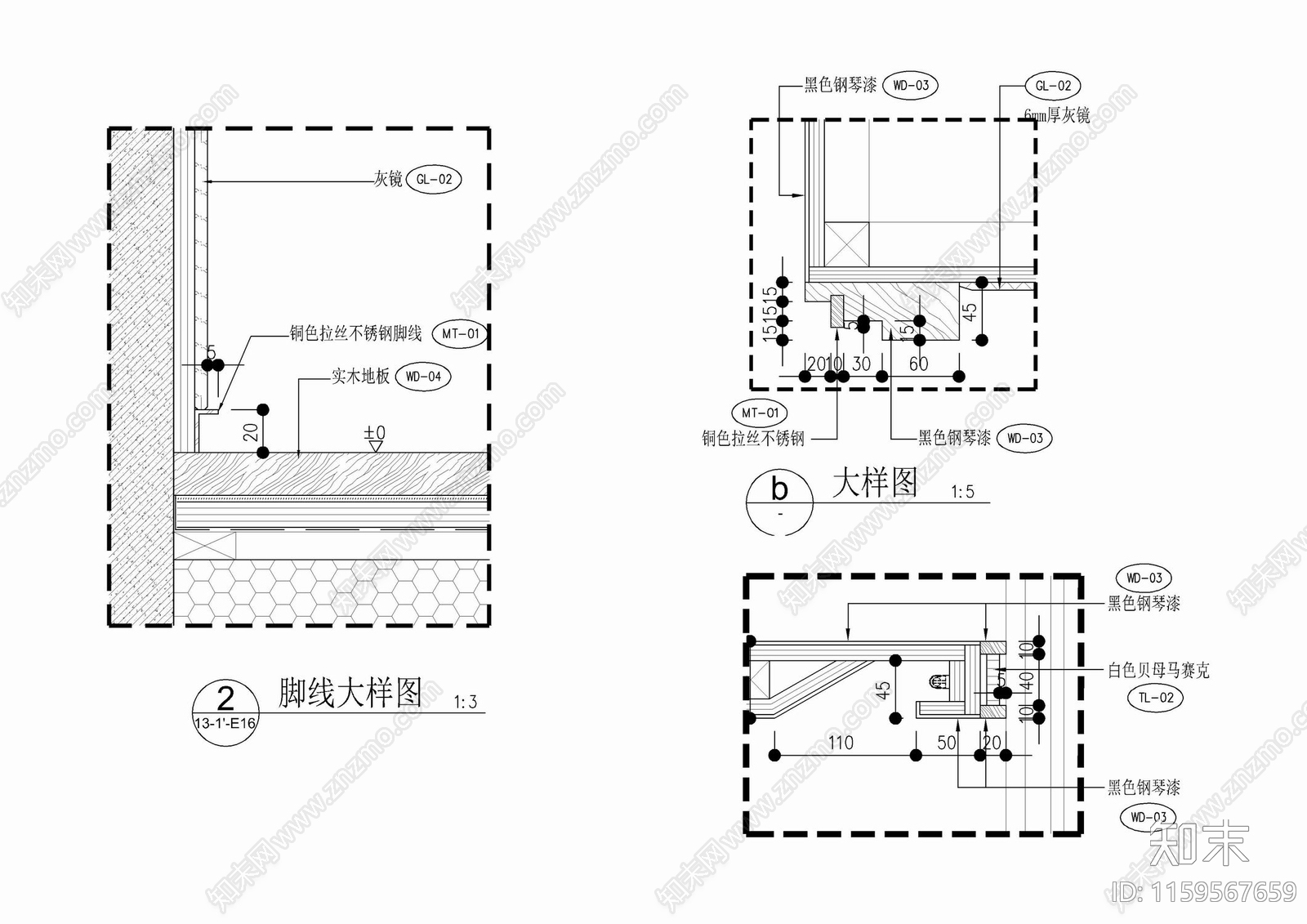 马赛克cad施工图下载【ID:1159567659】