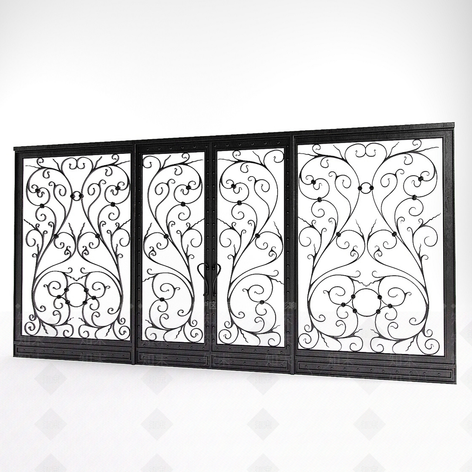 现代铁艺门SU模型下载【ID:1159571553】