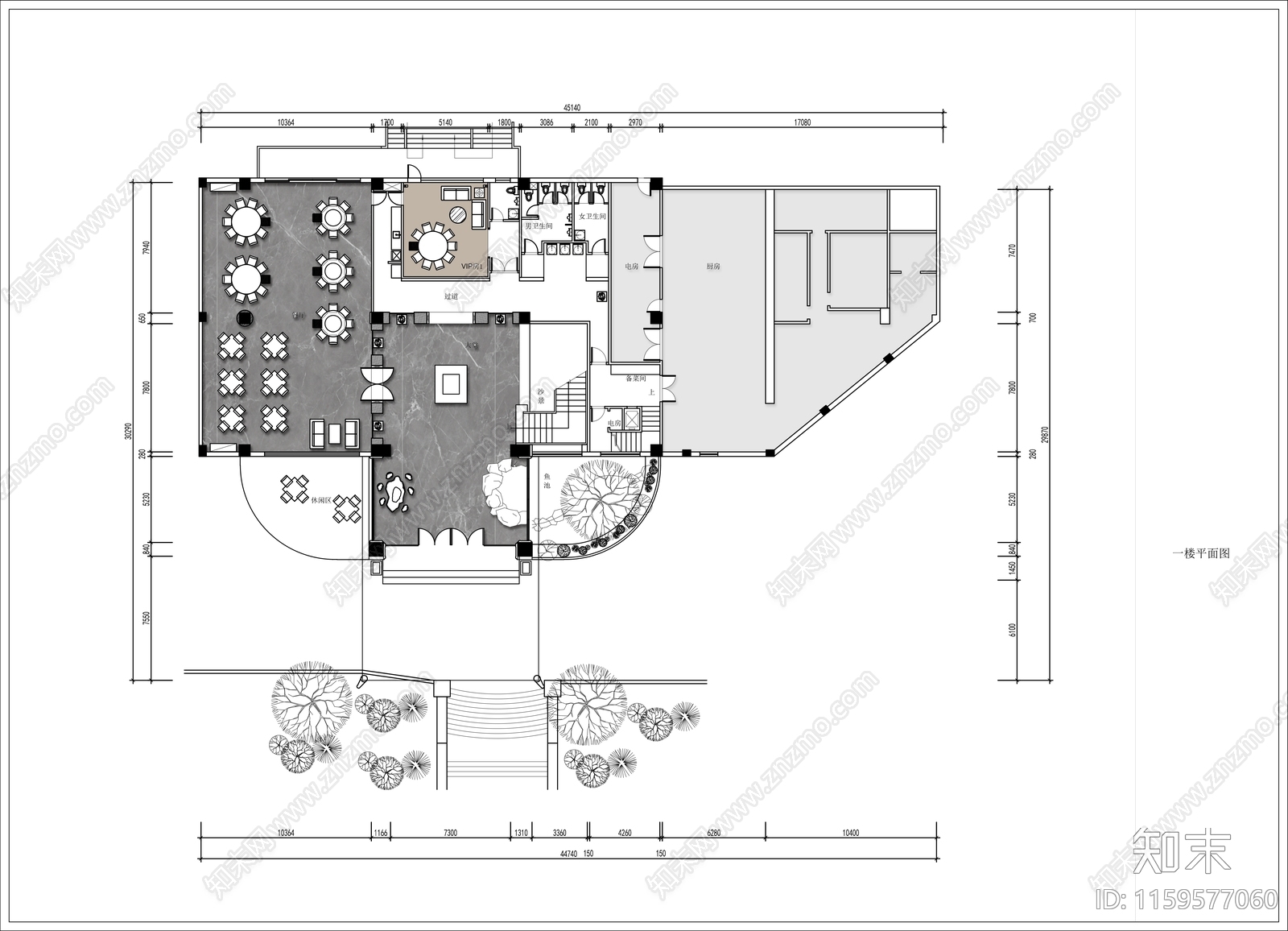 2000㎡两层高档私房菜餐厅cad施工图下载【ID:1159577060】