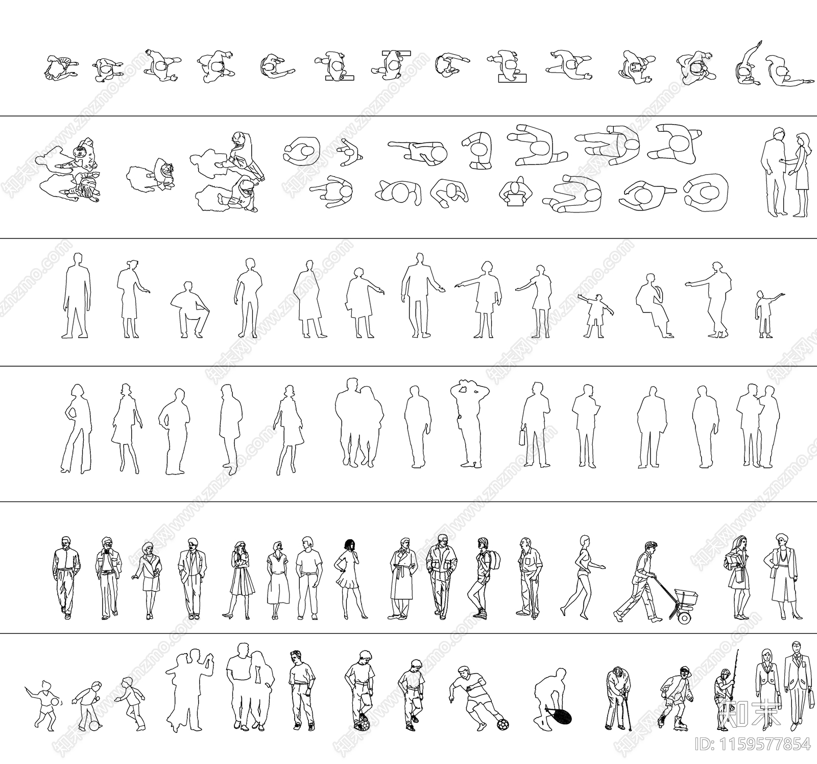 超全人物立面图库cad施工图下载【ID:1159577854】