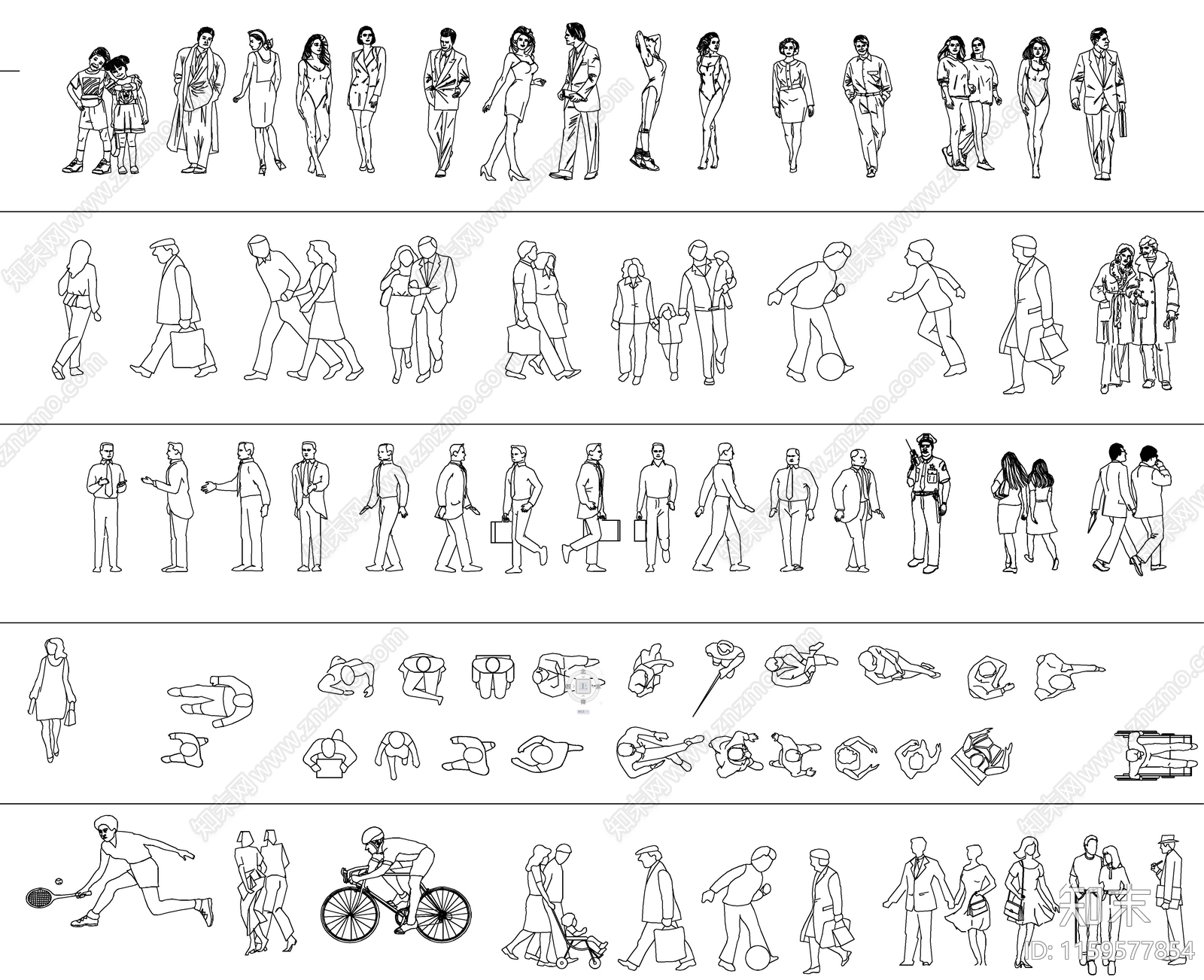 超全人物立面图库cad施工图下载【ID:1159577854】