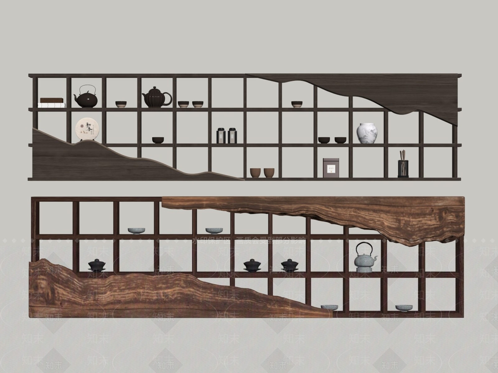 新中式置物架SU模型下载【ID:1159587988】