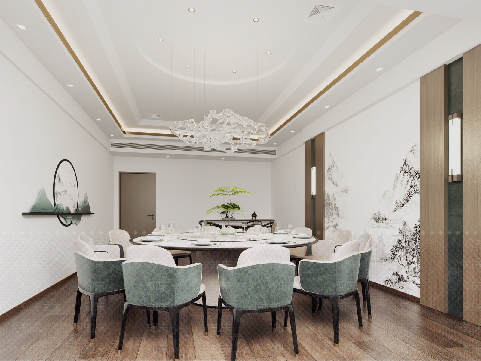 新中式餐厅包厢3D模型下载【ID:1159588080】