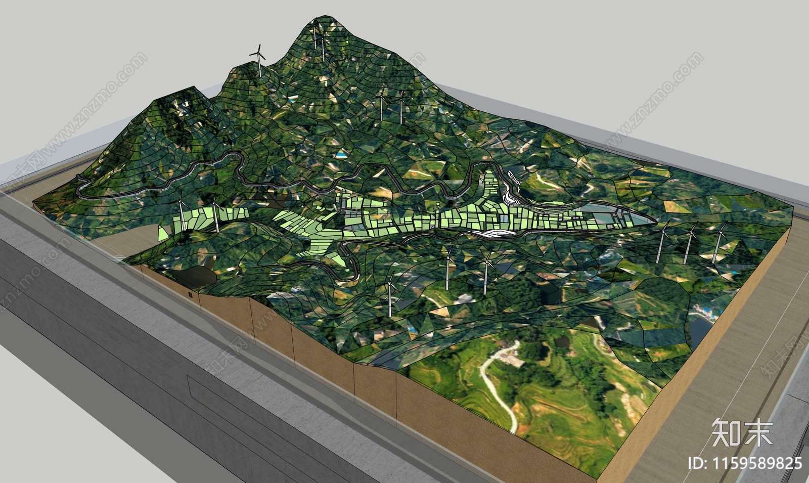 山体沙盘SU模型下载【ID:1159589825】