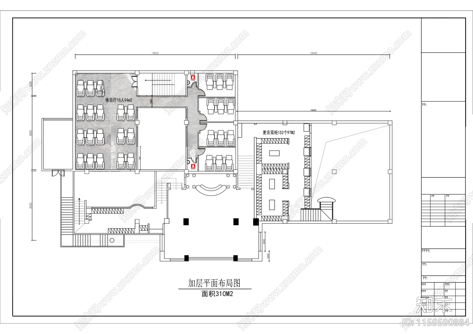 2500㎡三层足疗洗浴中cad施工图下载【ID:1159590884】