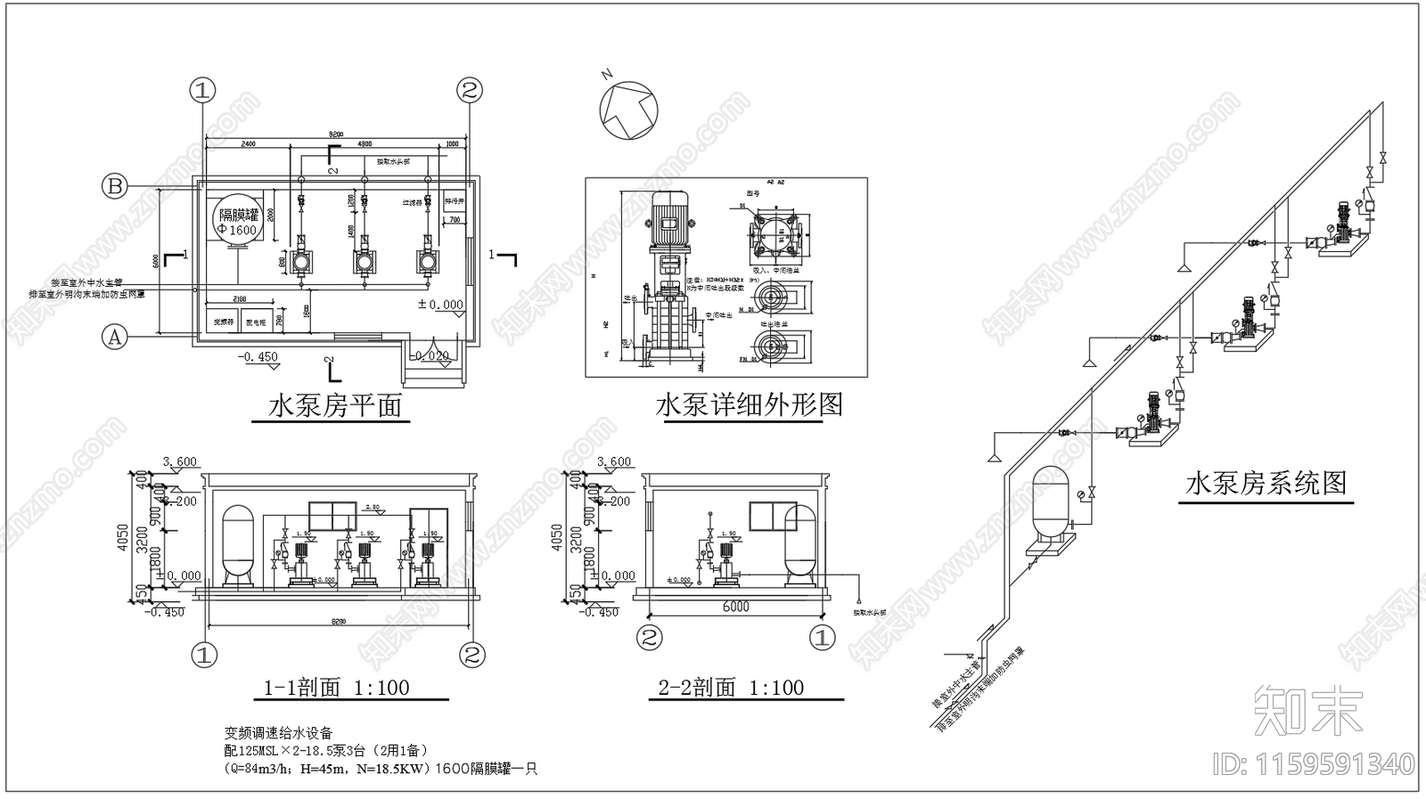 中水泵房大样系统图施工图下载【ID:1159591340】