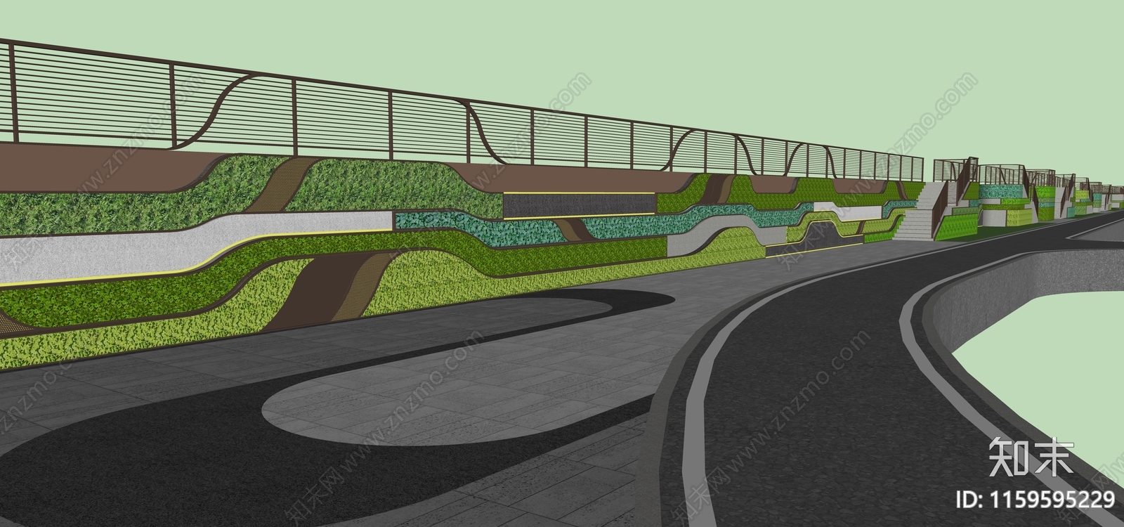 现代商业挡土墙垂直绿化SU模型下载【ID:1159595229】