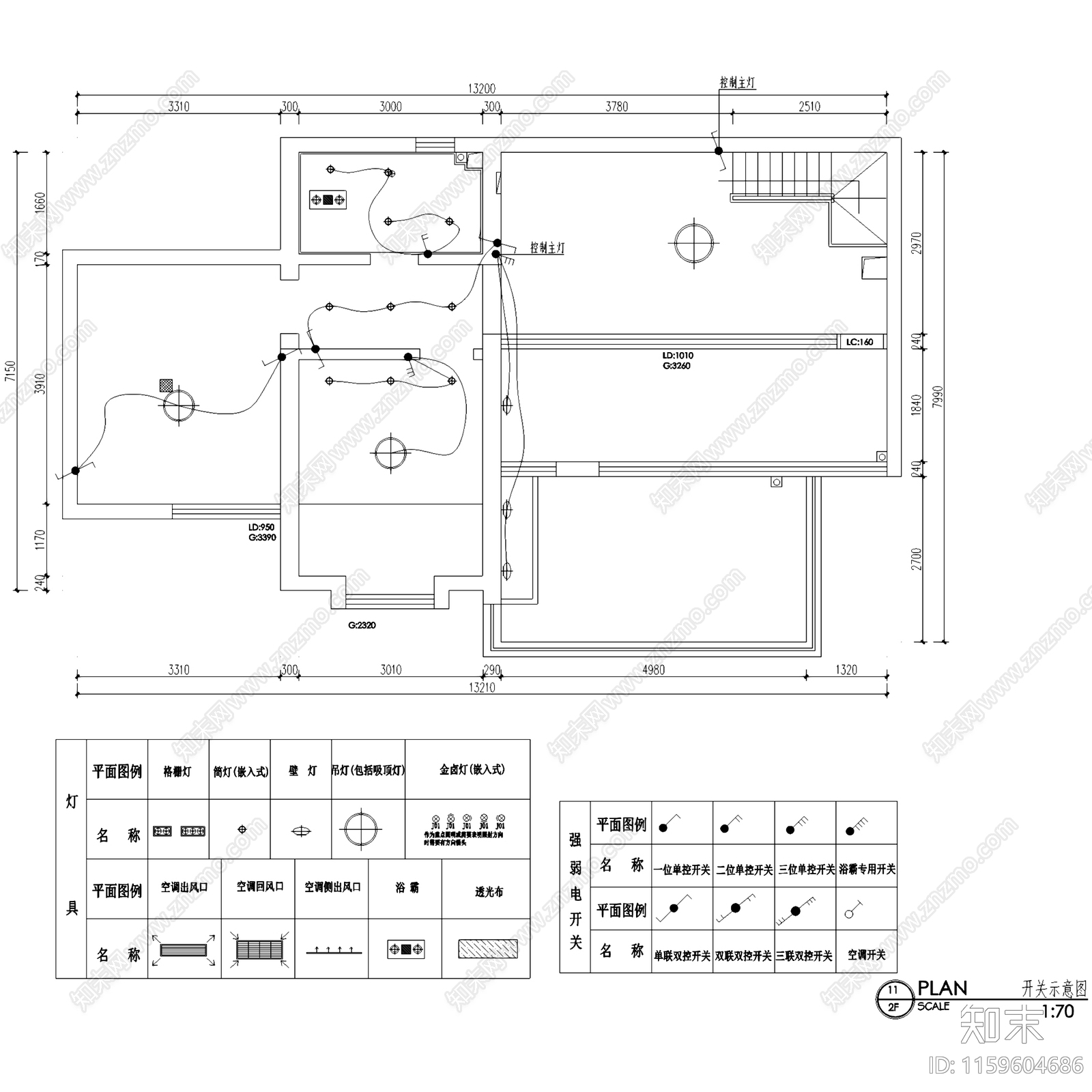 现代北欧嘉业阳光城复式跃层室内家装平面系统图cad施工图下载【ID:1159604686】
