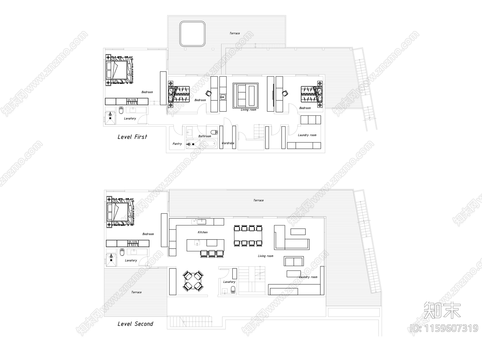 两层类型别墅平面图规划施工图下载【ID:1159607319】