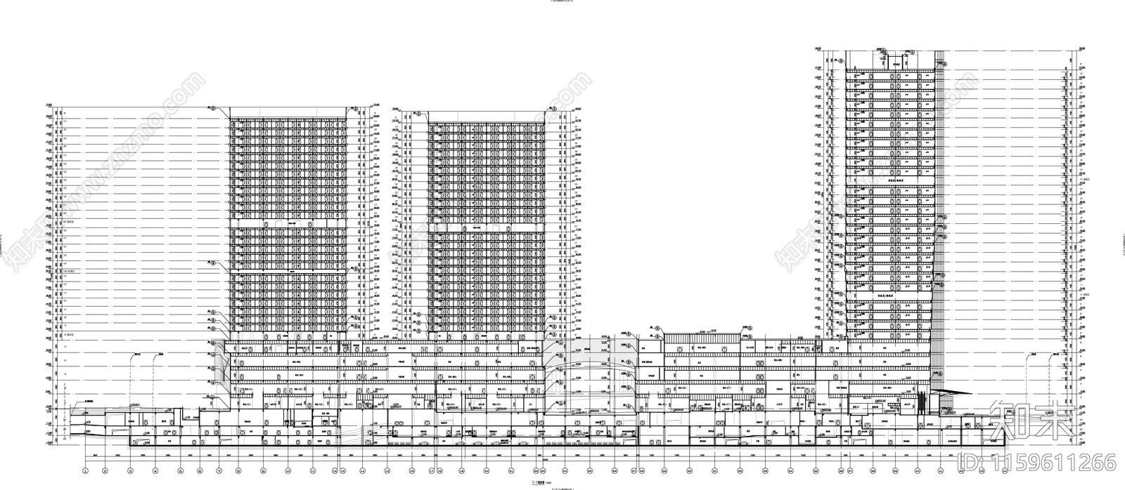 现代简约风格办公商业综合体建cad施工图下载【ID:1159611266】