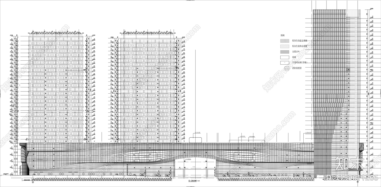 现代简约风格办公商业综合体建cad施工图下载【ID:1159611266】