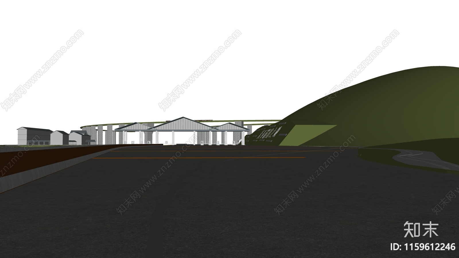 现代公园高速收费站SU模型下载【ID:1159612246】