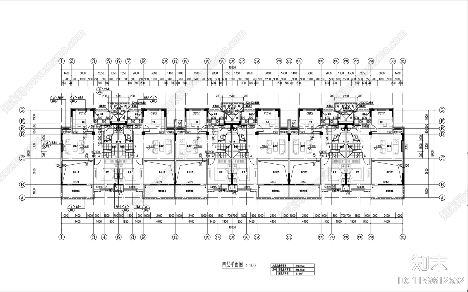 多层新中式拼叠住宅建施图cad施工图下载【ID:1159612632】