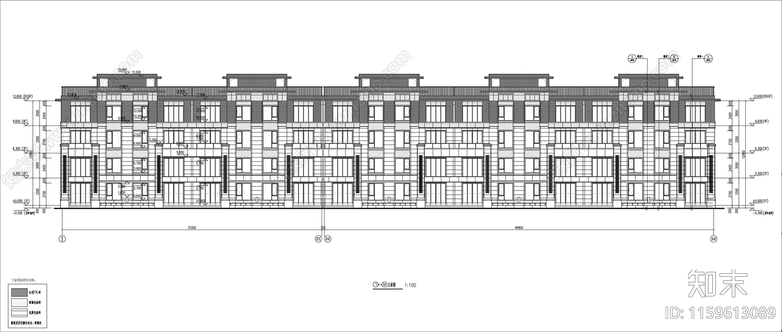 多层双拼新中式住宅建施图cad施工图下载【ID:1159613089】