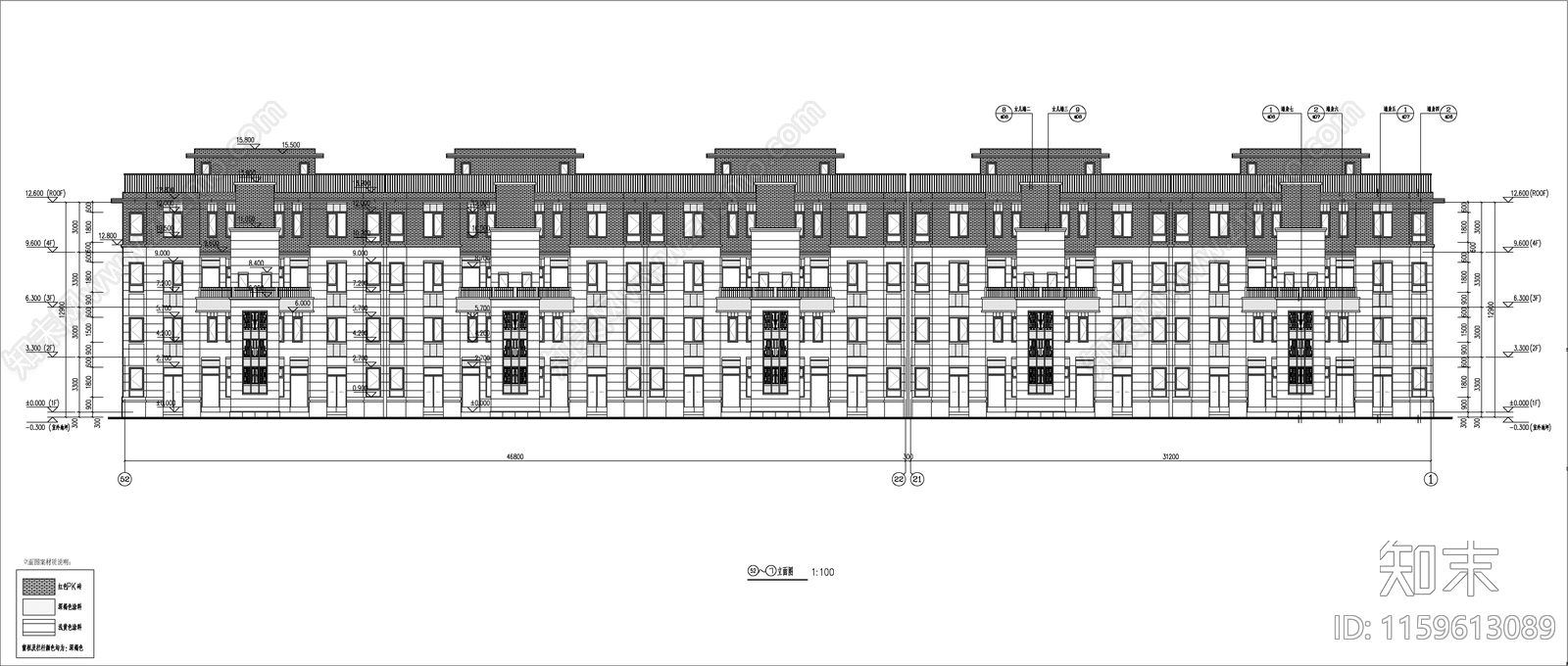 多层双拼新中式住宅建施图cad施工图下载【ID:1159613089】