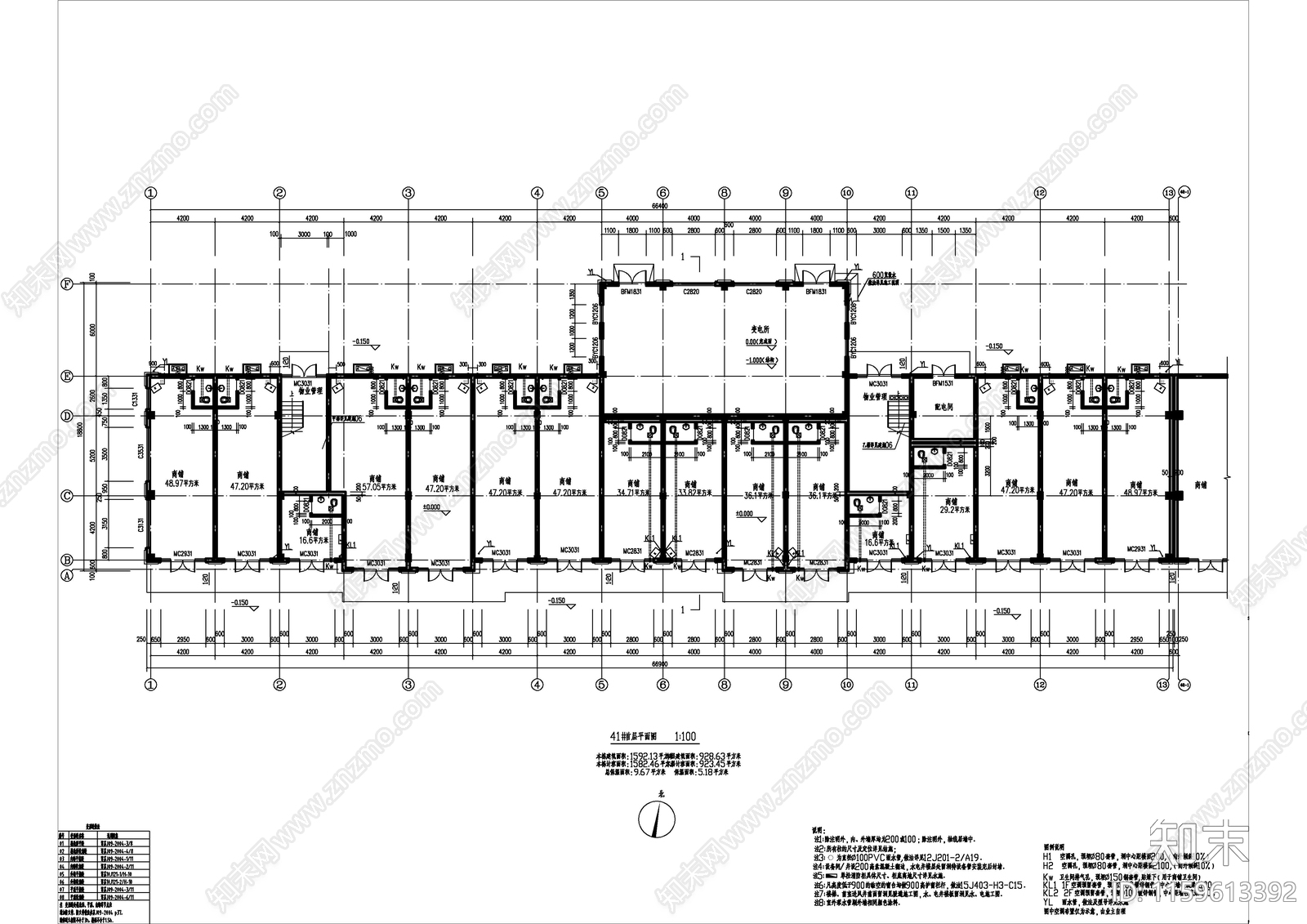 小区沿街商铺建cad施工图下载【ID:1159613392】