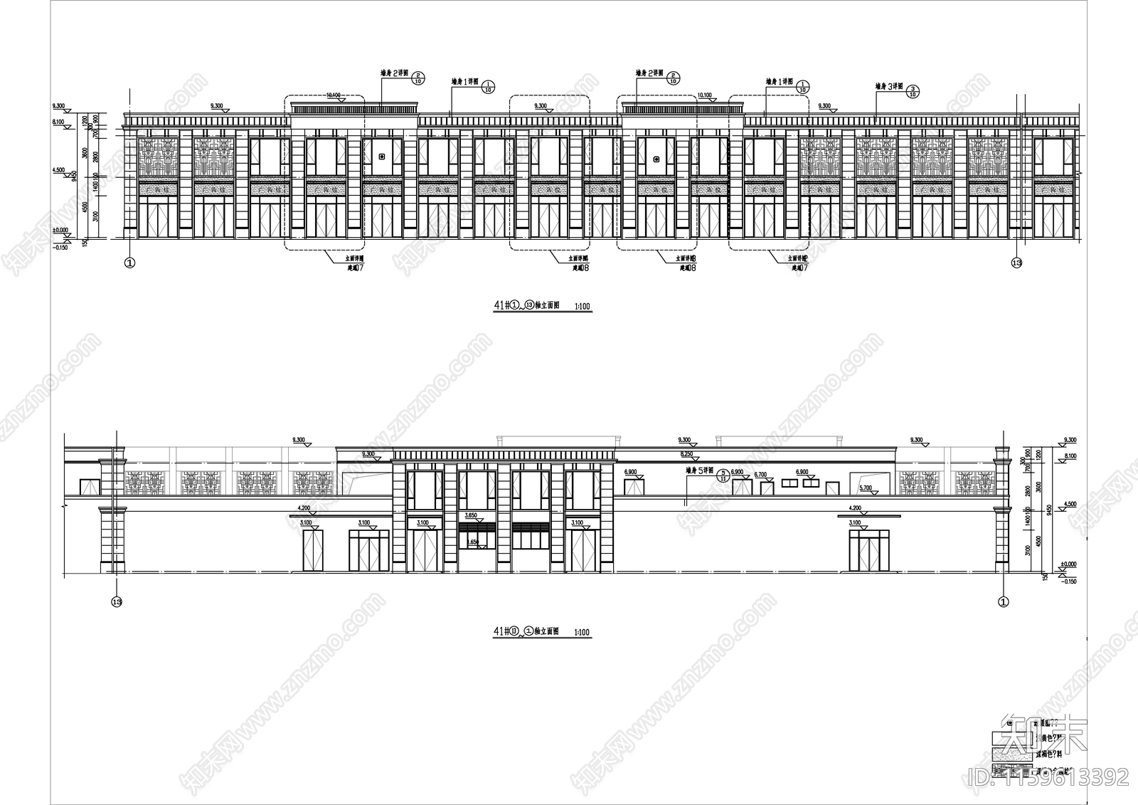 小区沿街商铺建cad施工图下载【ID:1159613392】