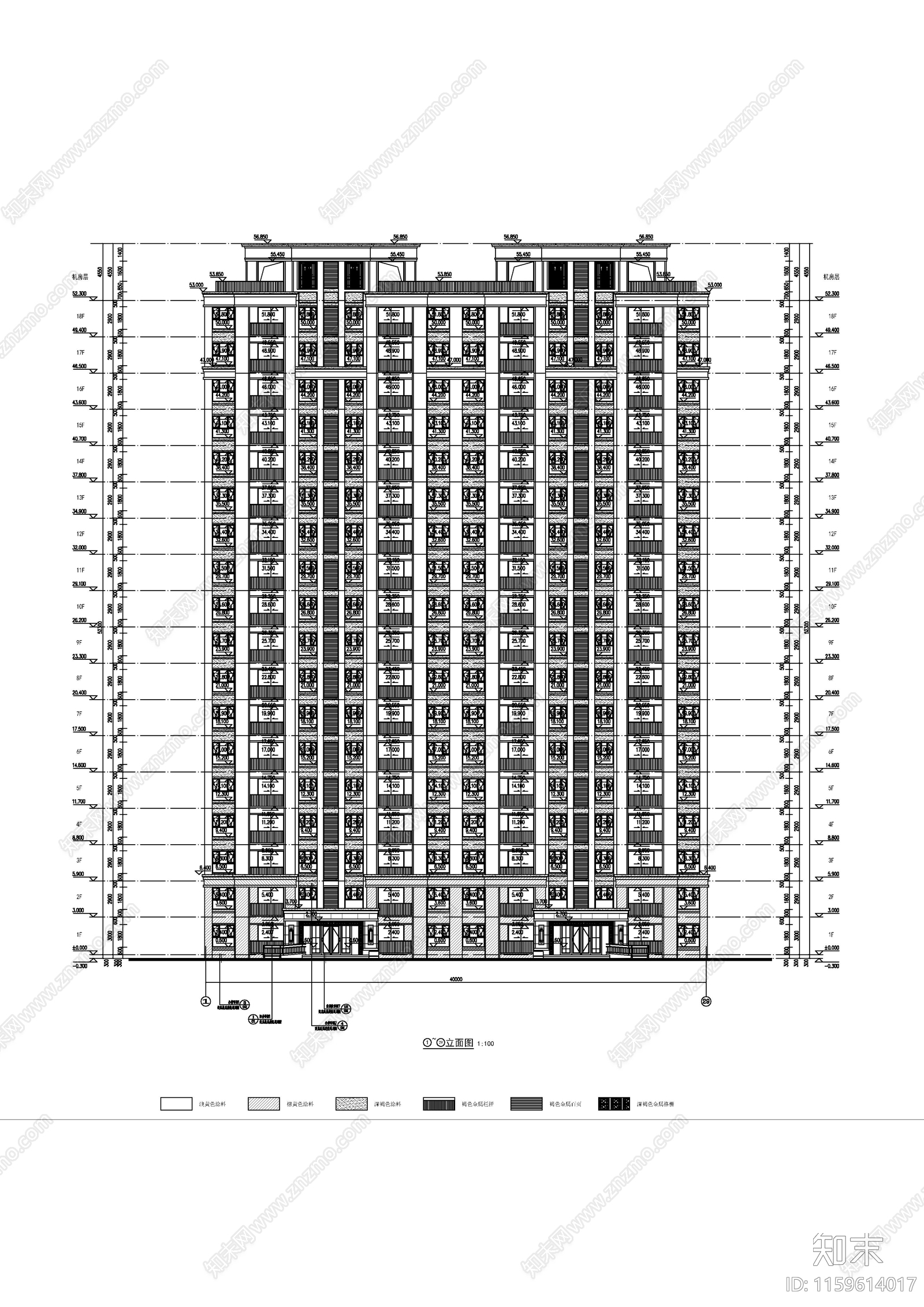 新中式高层住宅建施图cad施工图下载【ID:1159614017】