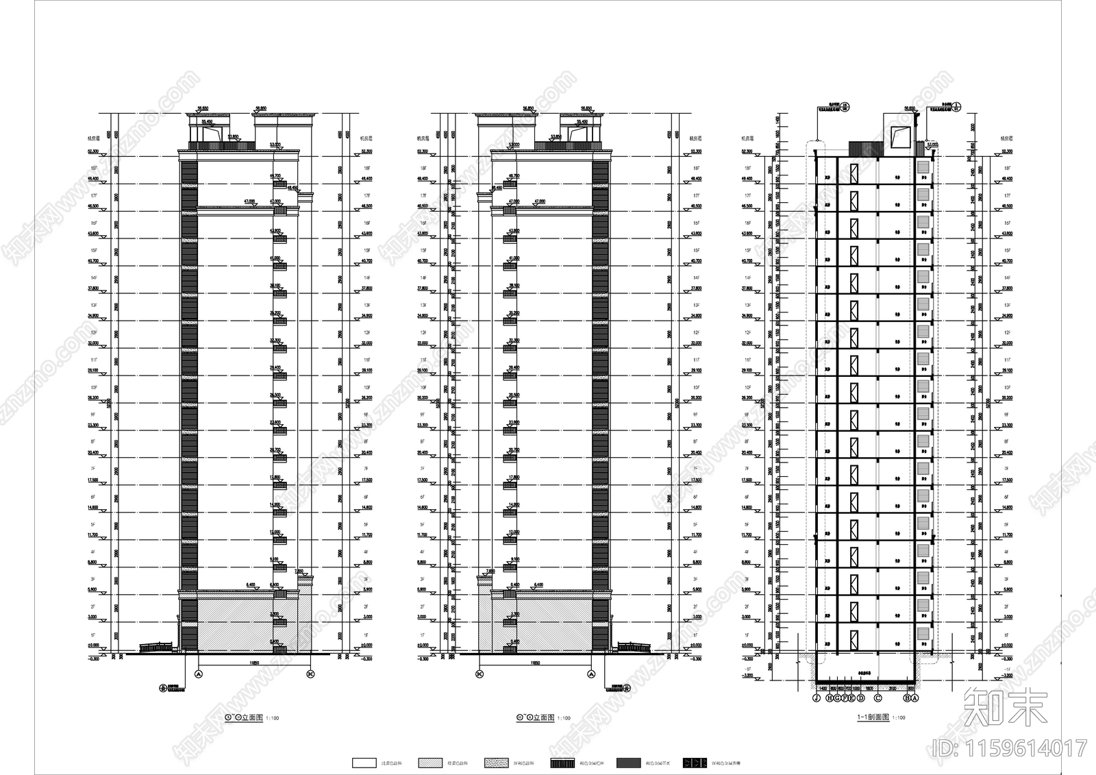 新中式高层住宅建施图cad施工图下载【ID:1159614017】