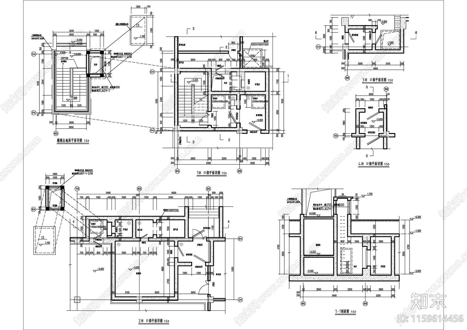 某住宅地下室人防建cad施工图下载【ID:1159614456】