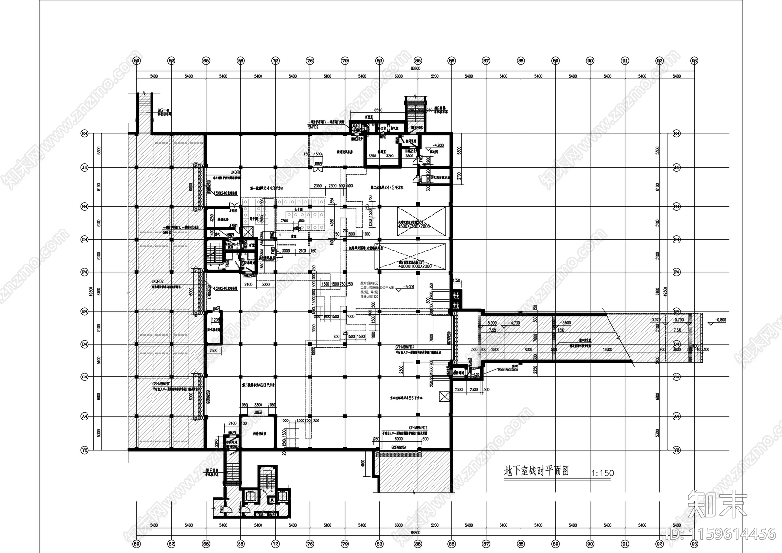 某住宅地下室人防建cad施工图下载【ID:1159614456】