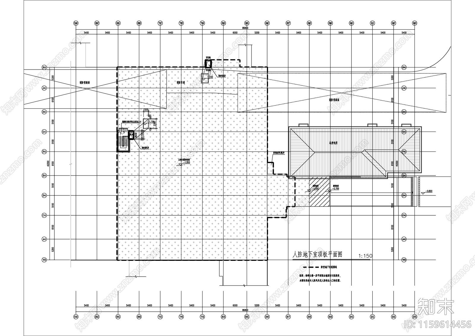 某住宅地下室人防建cad施工图下载【ID:1159614456】