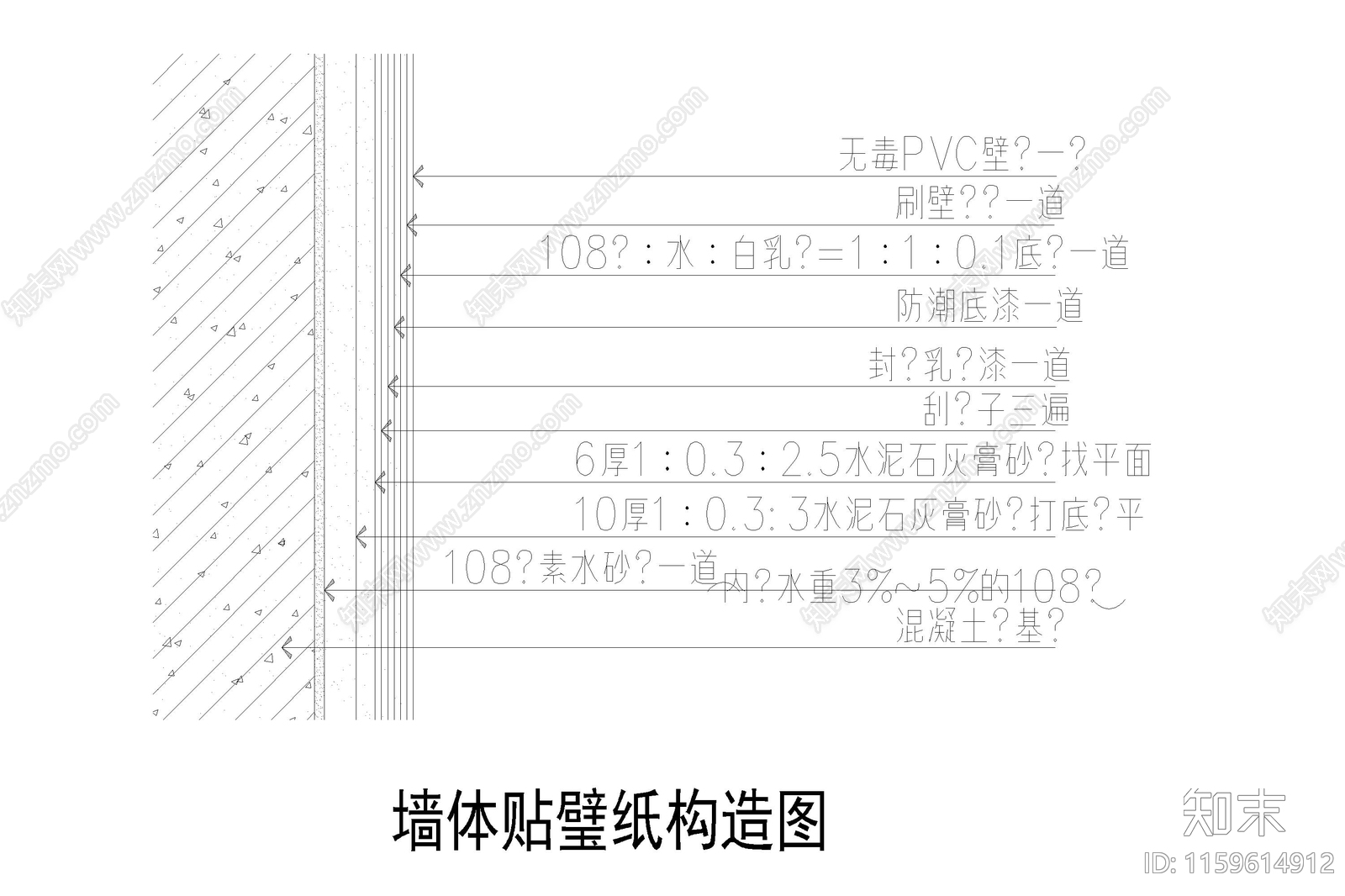 墙纸壁纸墙面节点大样图详图cad施工图下载【ID:1159614912】