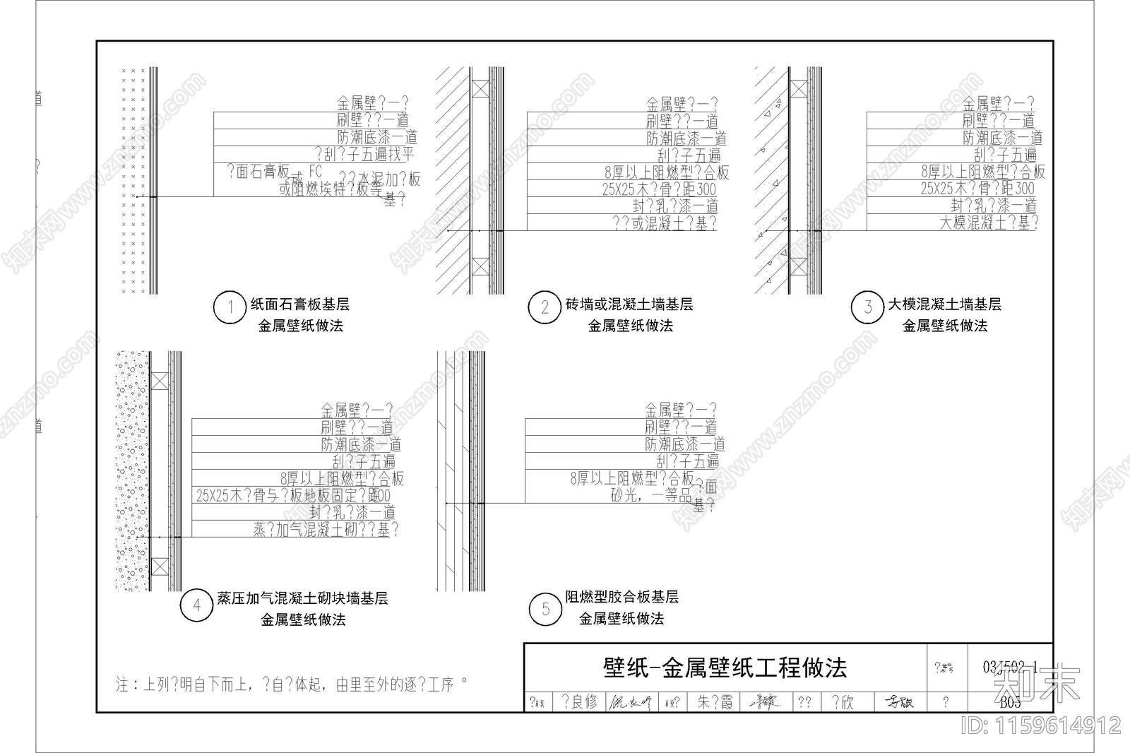 墙纸壁纸墙面节点大样图详图cad施工图下载【ID:1159614912】