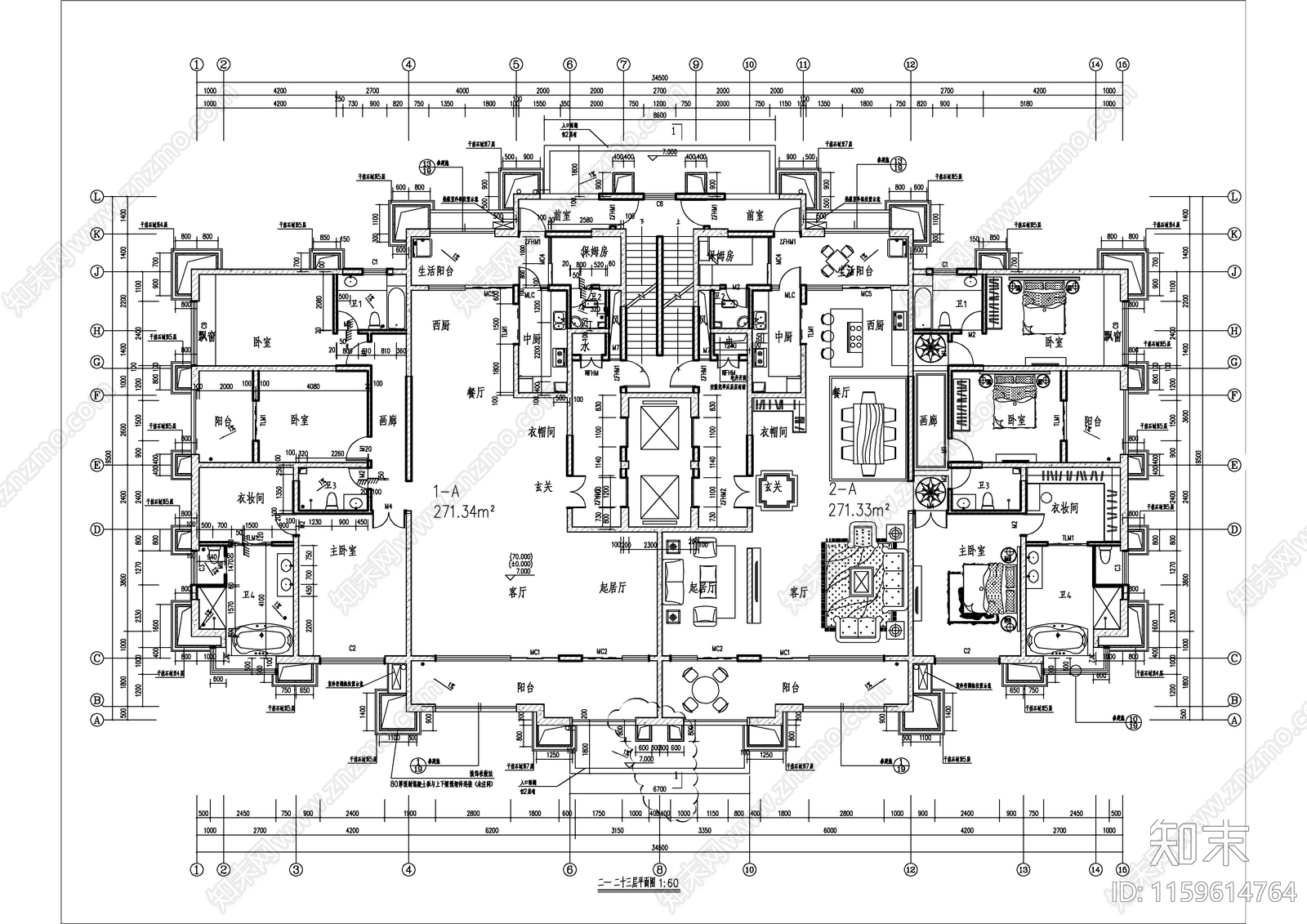 高层住宅建cad施工图下载【ID:1159614764】