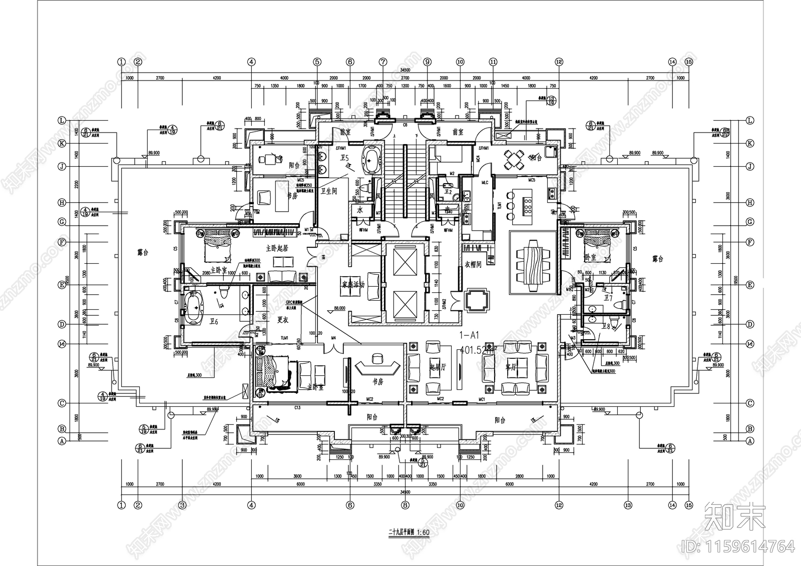 高层住宅建cad施工图下载【ID:1159614764】