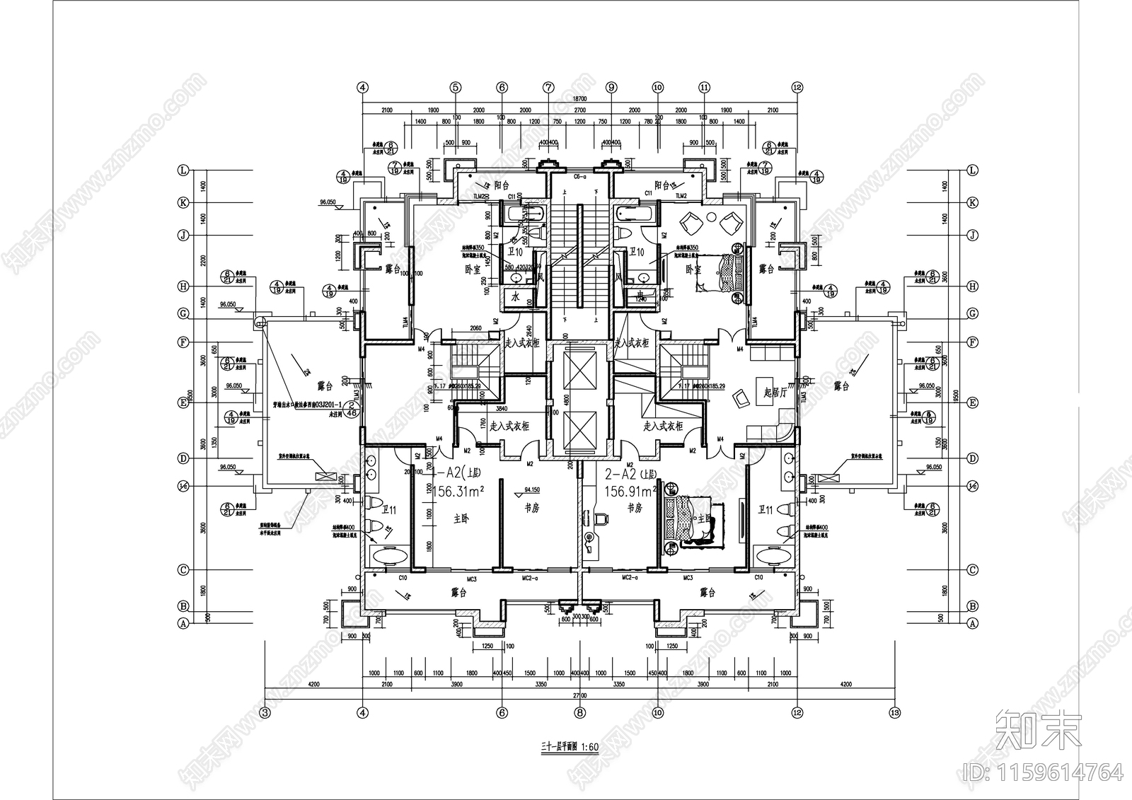 高层住宅建cad施工图下载【ID:1159614764】