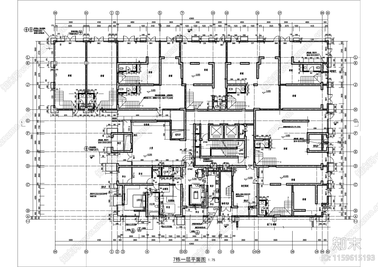 高层住宅建cad施工图下载【ID:1159615193】